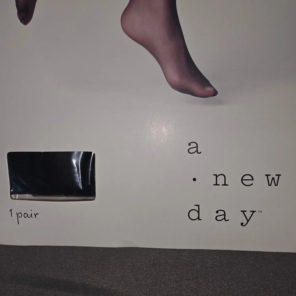 A New Day Womens Control Top Sheer Hosiery Black 20 Denier 2 Pairs M/L